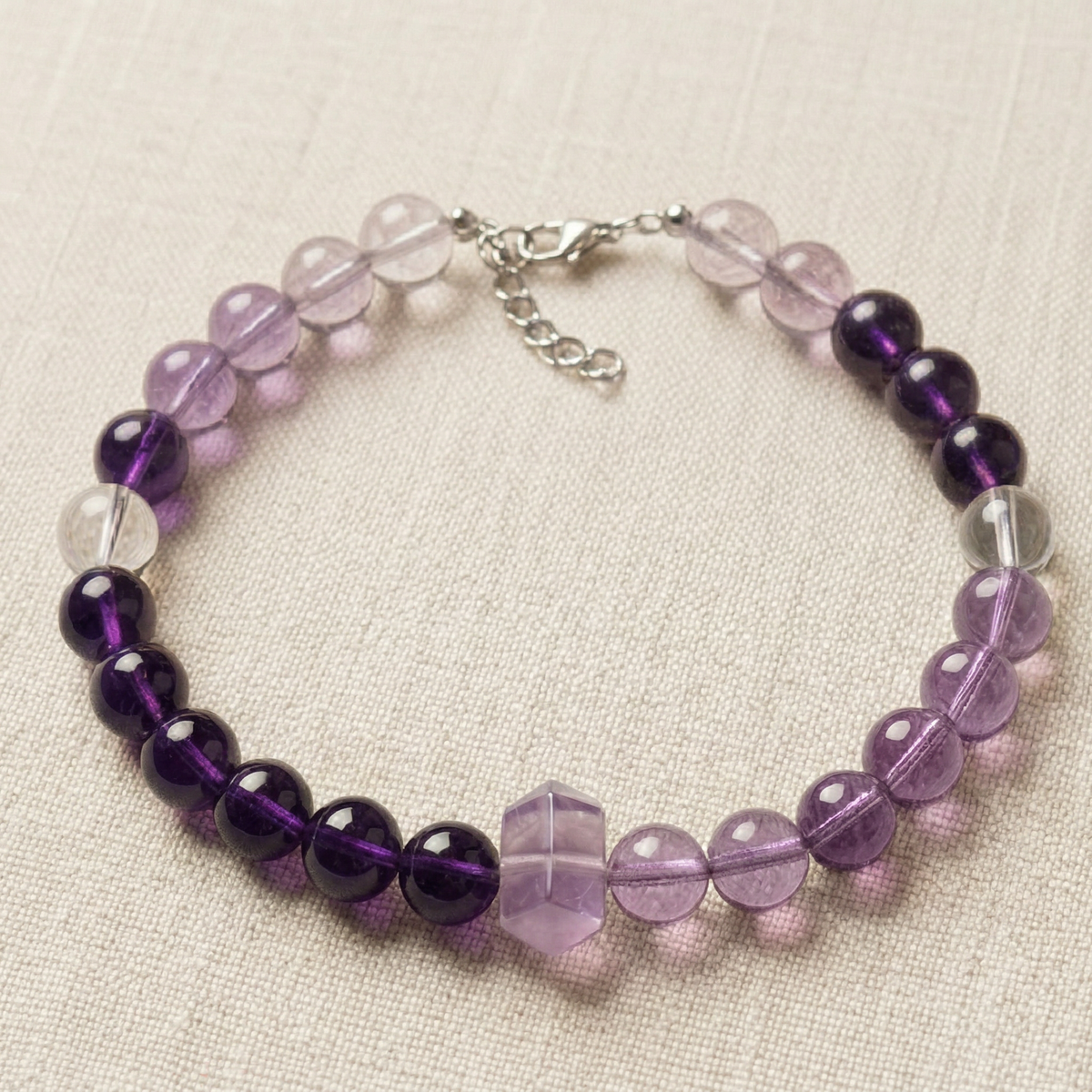 Amethyst Sugar Cube | Handmade Natural Crystal Bracelet