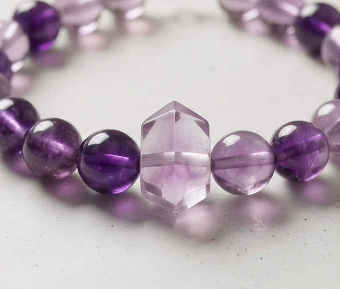 Amethyst Sugar Cube | Handmade Natural Crystal Pet Necklace