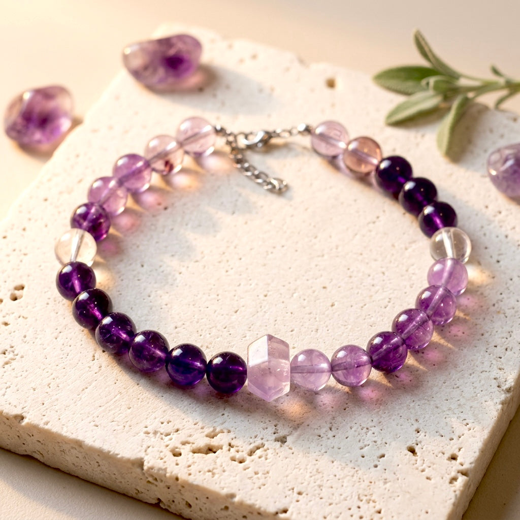 Amethyst Sugar Cube | Handmade Natural Crystal Pet Necklace