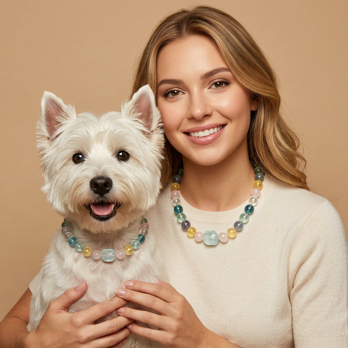 Rainbow Energy | Handmade Natural Crystal Pet Necklace