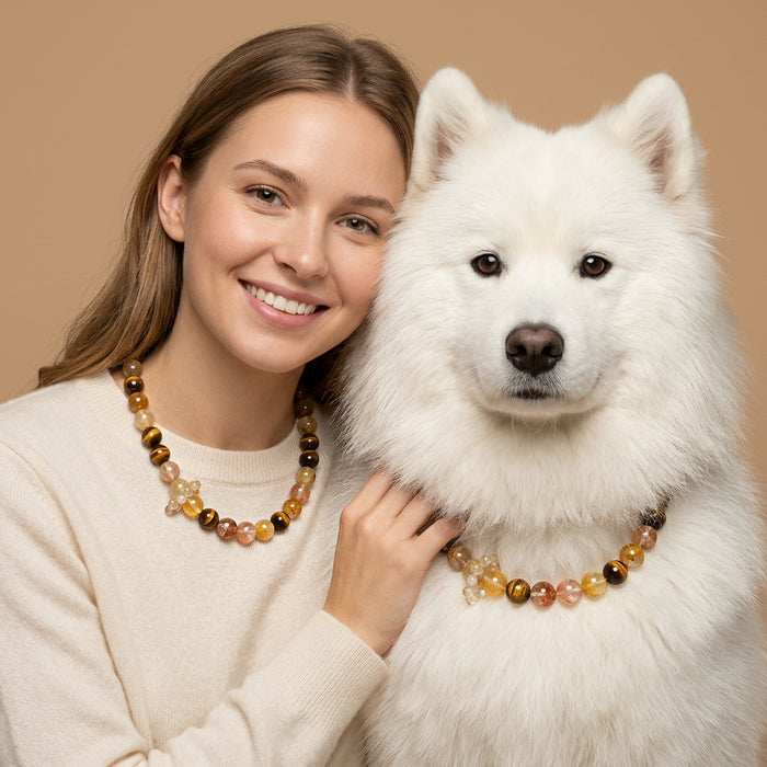 Golden Glow Companion | Handmade Natural Crystal Pet Necklace
