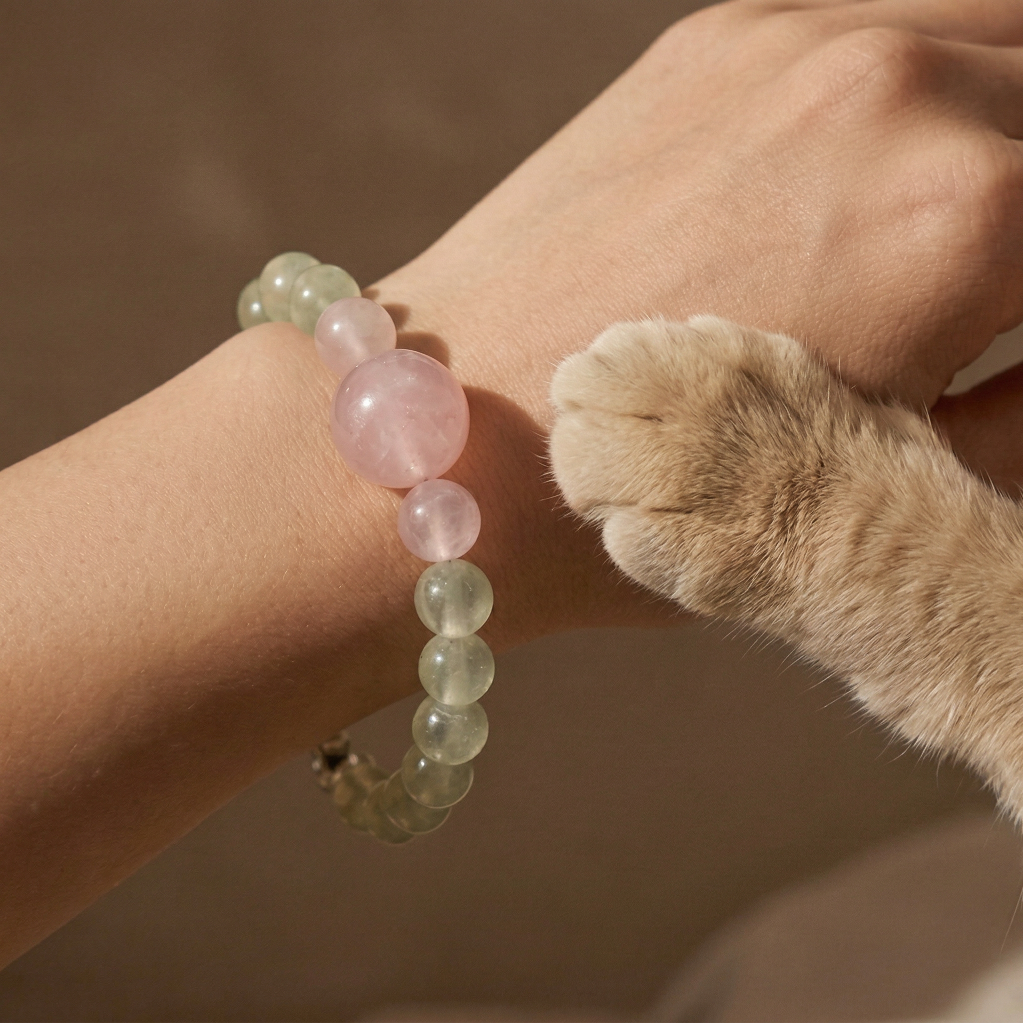 Pink Heart Bond | Handmade Natural Crystal Pet Necklace