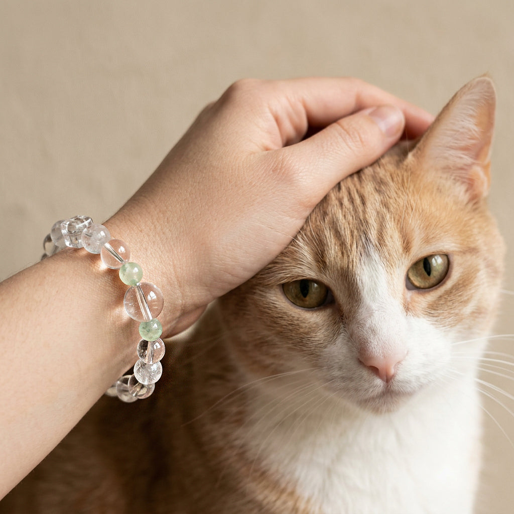 Pure White Heart Bond | Handmade Natural Crystal Pet Necklace