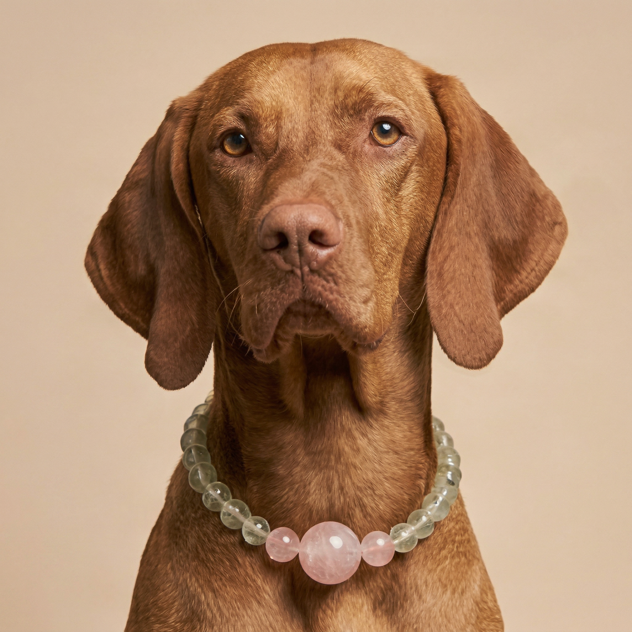 Pink Heart Bond | Handmade Natural Crystal Pet Necklace