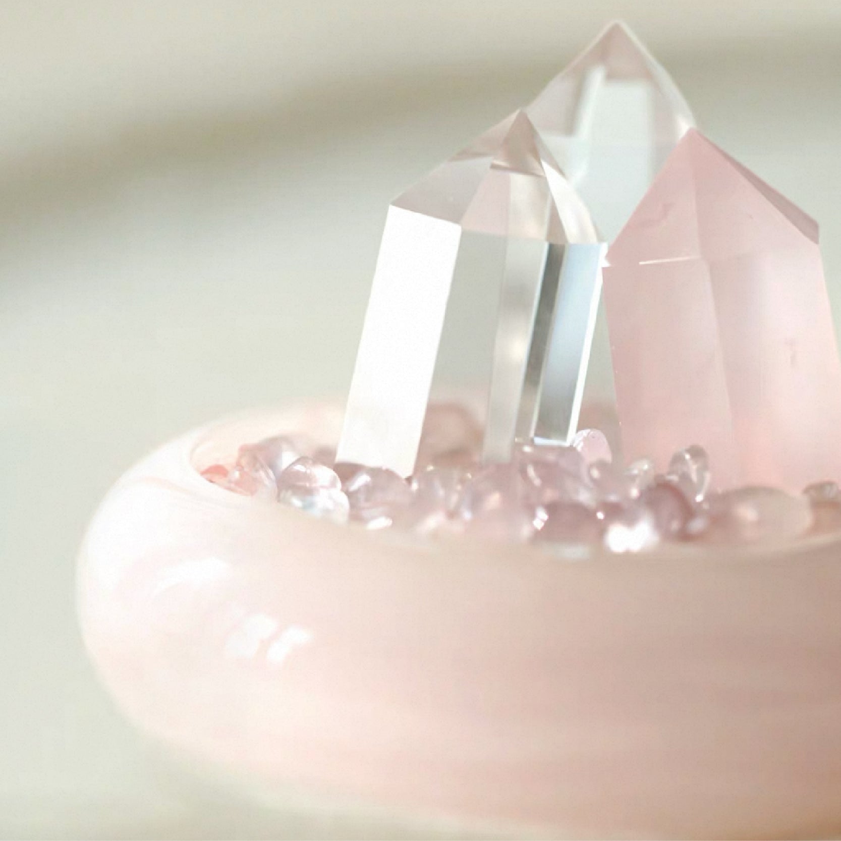 Glass Pedestal Stand Rose Quartz Sphere