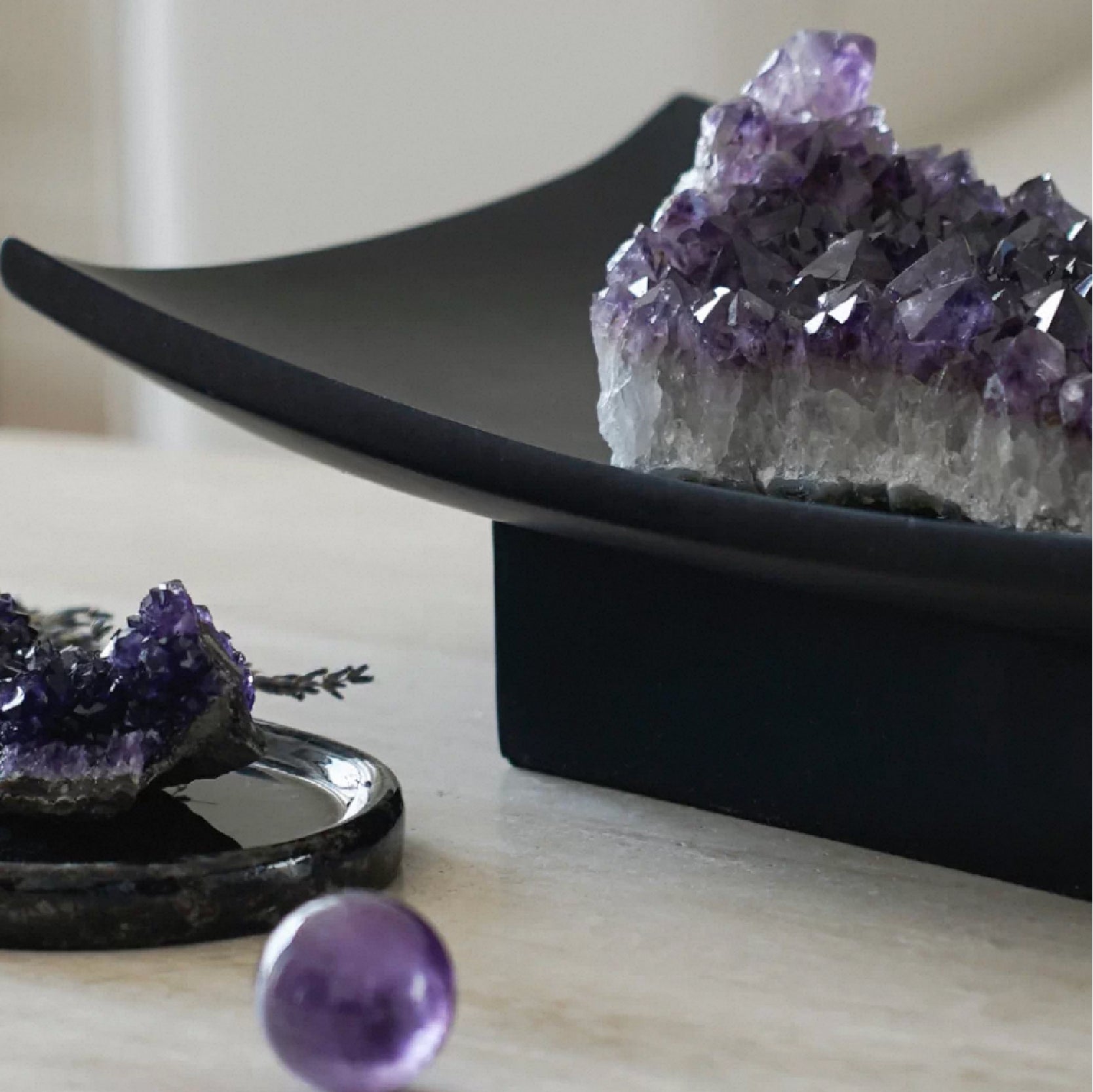 Collector Grade Natural Amethyst Cluster with Stand