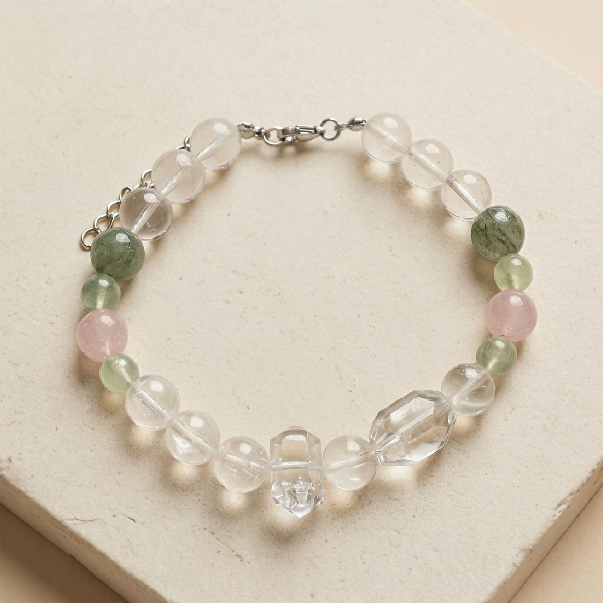 Clear Bridge of Hearts | Handmade Natural Crystal Bracelet