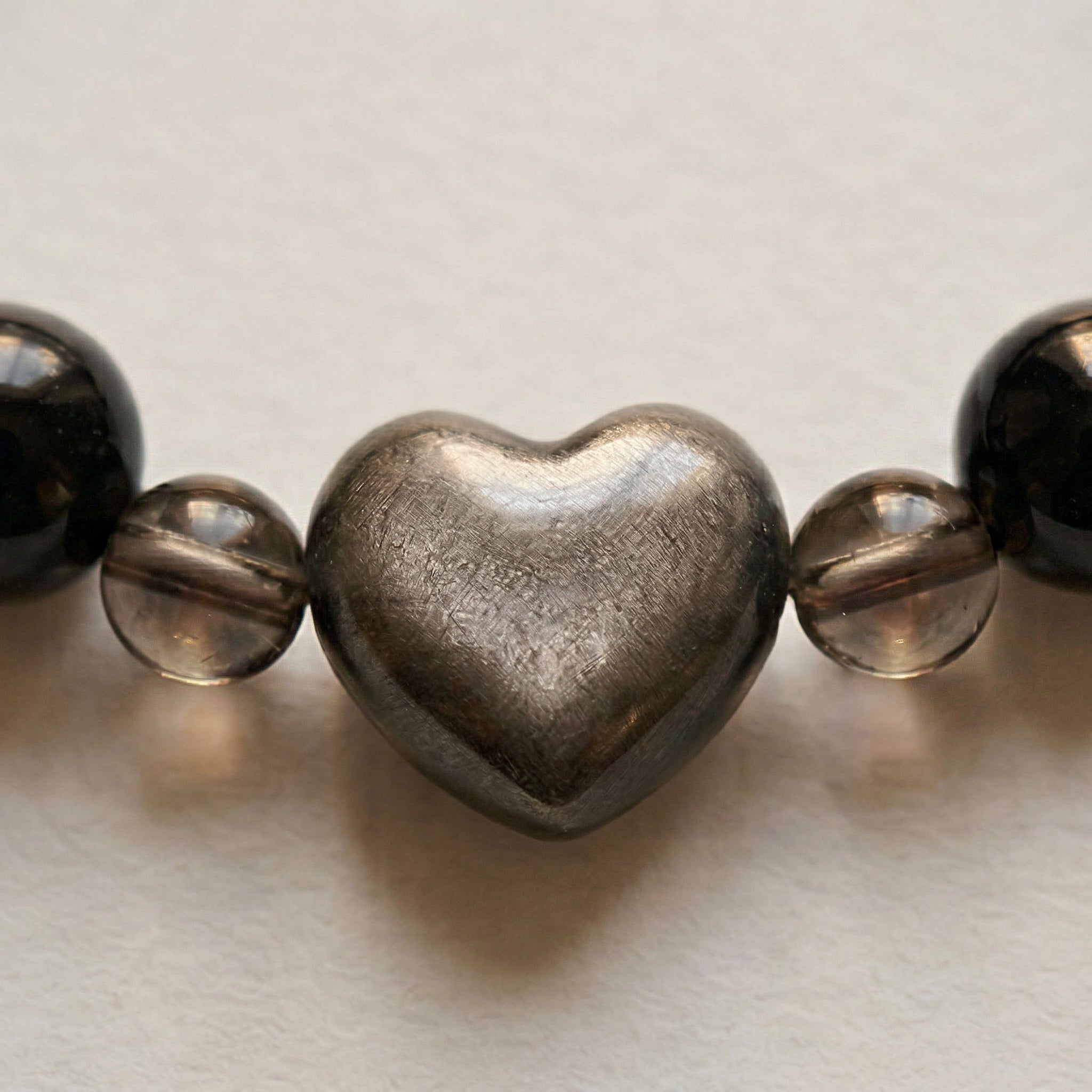 Obsidian Silver Heart Guardian | Handmade Natural Crystal Pet Necklace