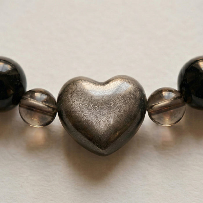 Obsidian Silver Heart Guardian | Handmade Natural Crystal Pet Necklace