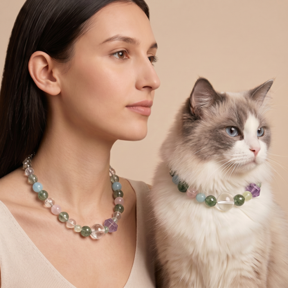 Purple Mist Heart Connection | Handmade Natural Crystal Pet Necklace