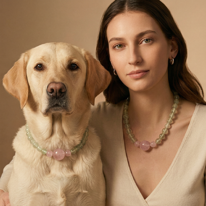 Pink Heart Bond | Handmade Natural Crystal Pet Necklace