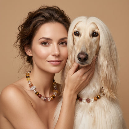 Golden Aura Guardian | Handmade Natural Crystal Pet Necklace