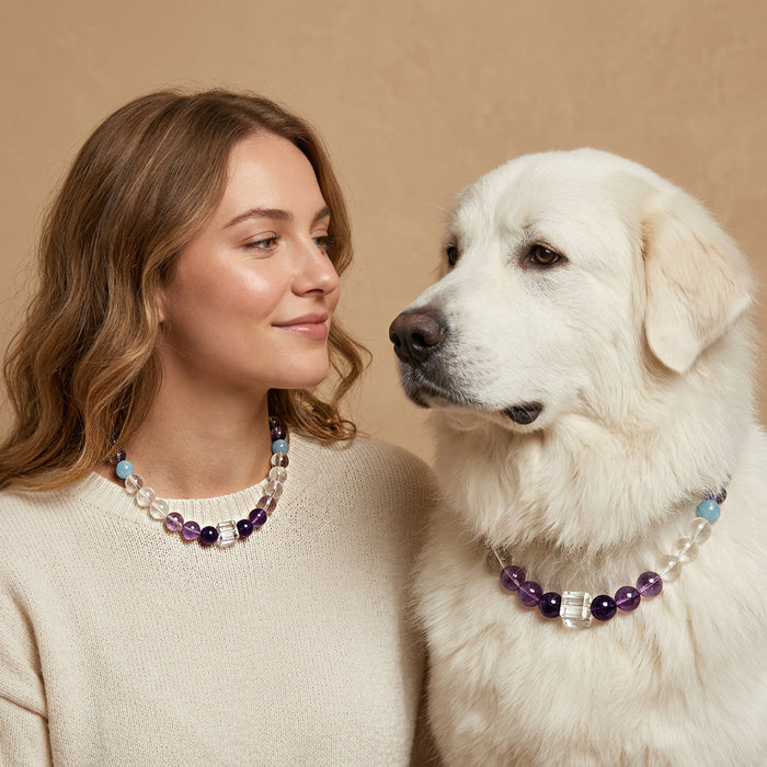 Misty Aqua | Handmade Natural Crystal Pet Necklace