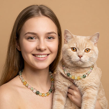 Clear Lime Dream | Handmade Natural Crystal Pet Necklace