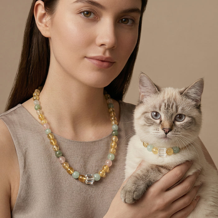 Clear Lime Guardian | Handmade Natural Crystal Pet Necklace