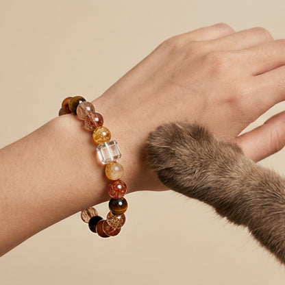 Crimson Amber Guardian | Handmade Natural Crystal Pet Necklace