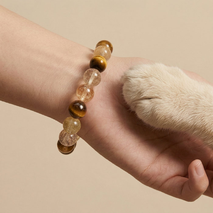 Golden Glow Companion | Handmade Natural Crystal Pet Necklace