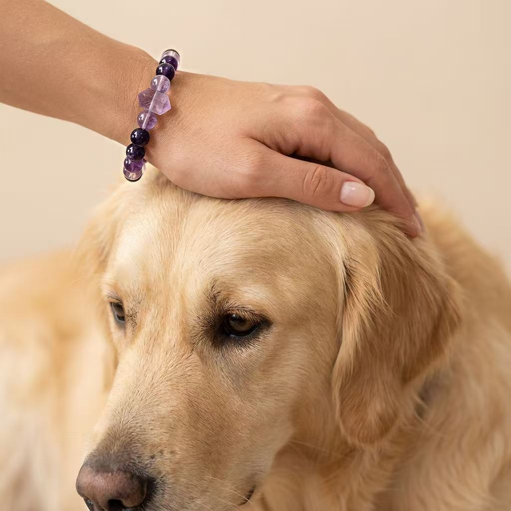 Amethyst Sugar Cube | Handmade Natural Crystal Pet Necklace