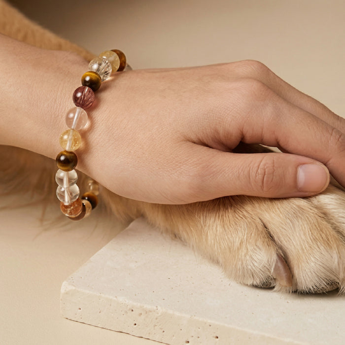 Golden Aura Guardian | Handmade Natural Crystal Pet Necklace
