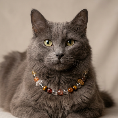 Golden Aura Guardian | Handmade Natural Crystal Pet Necklace