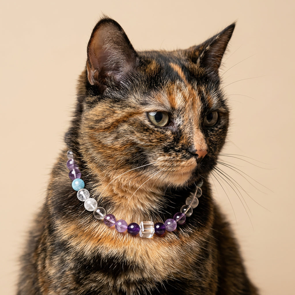 Misty Aqua | Handmade Natural Crystal Pet Necklace