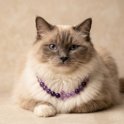 Amethyst Sugar Cube | Handmade Natural Crystal Pet Necklace