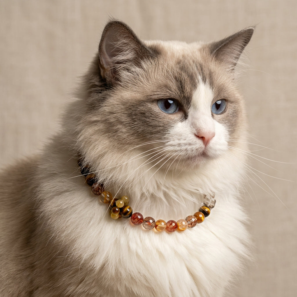 Crimson Amber Guardian | Handmade Natural Crystal Pet Necklace