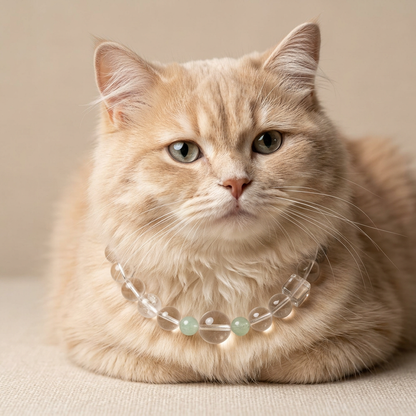 Pure White Heart Bond | Handmade Natural Crystal Pet Necklace