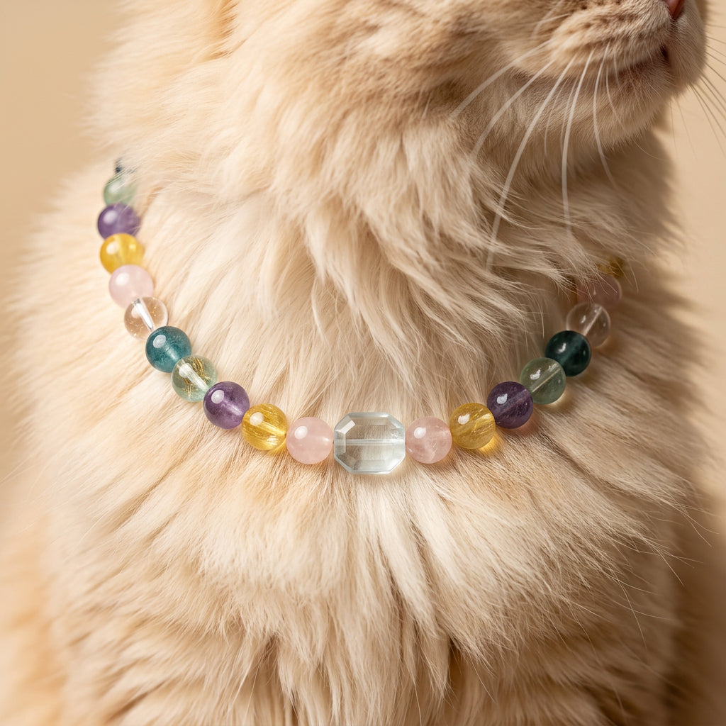 Rainbow Energy | Handmade Natural Crystal Pet Necklace