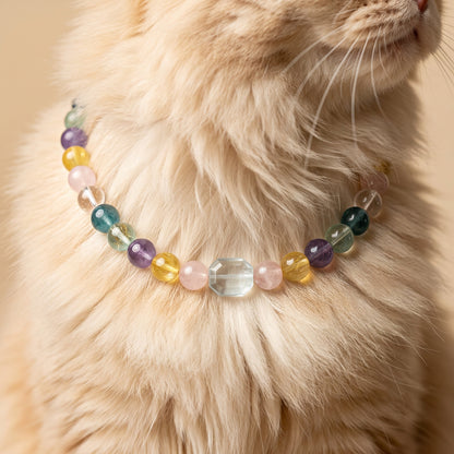 Rainbow Energy | Handmade Natural Crystal Pet Necklace