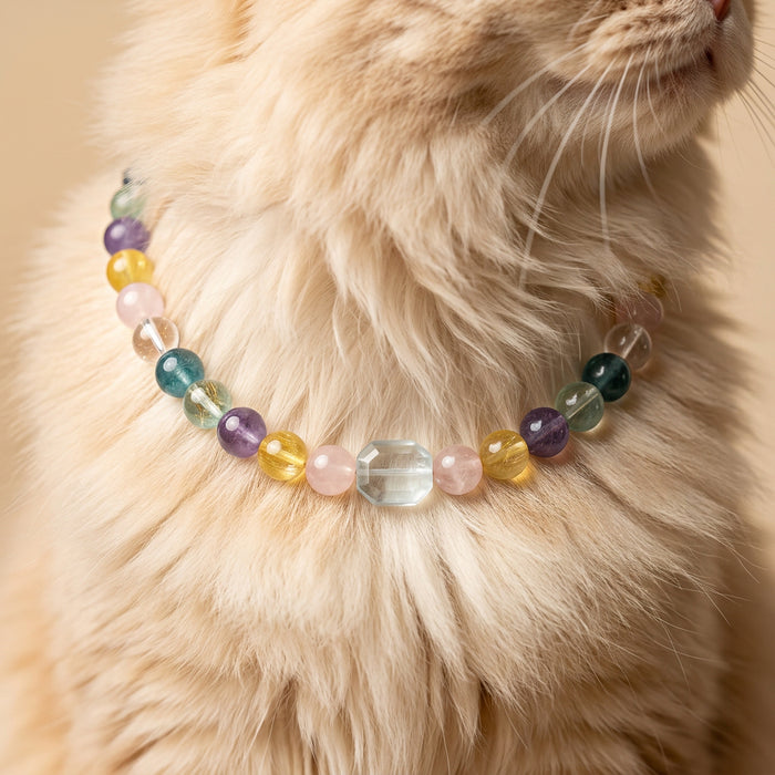 Rainbow Energy | Handmade Natural Crystal Pet Necklace