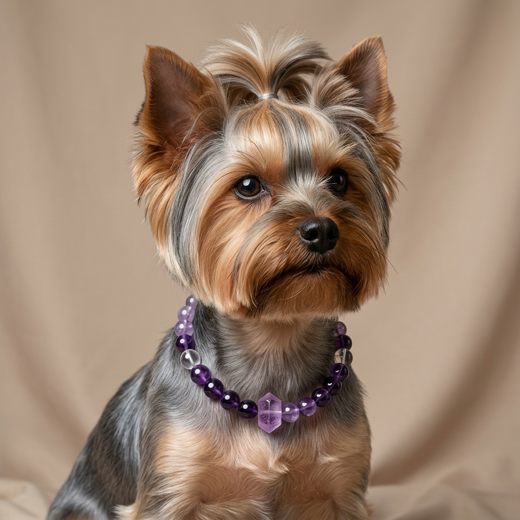 Amethyst Sugar Cube | Handmade Natural Crystal Pet Necklace