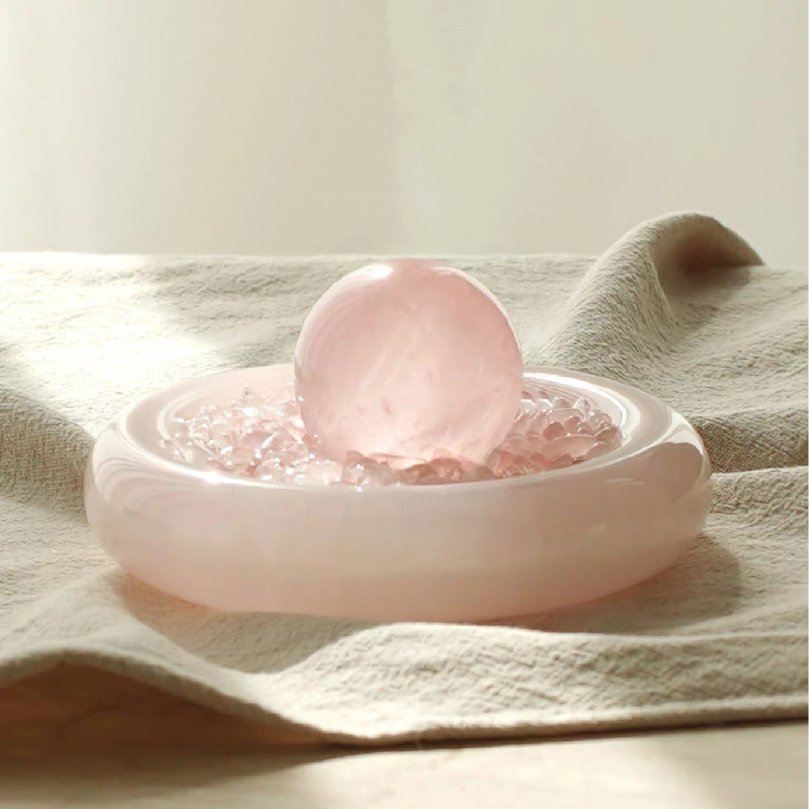 Glass Pedestal Stand Rose Quartz Sphere