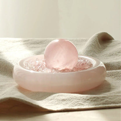 Glass Pedestal Stand Rose Quartz Sphere
