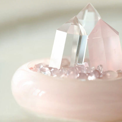 Glass Pedestal Stand Rose Quartz Sphere