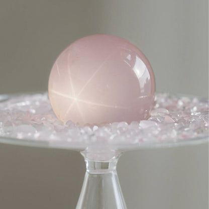 Glass Pedestal Stand Rose Quartz Sphere