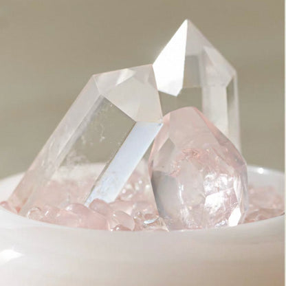 Glass Pedestal Stand Rose Quartz Sphere