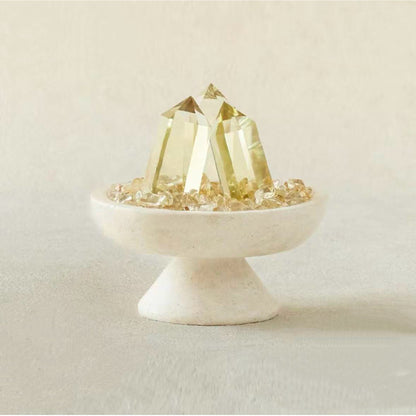 Travertine Bowl Citrine Point Tower Set