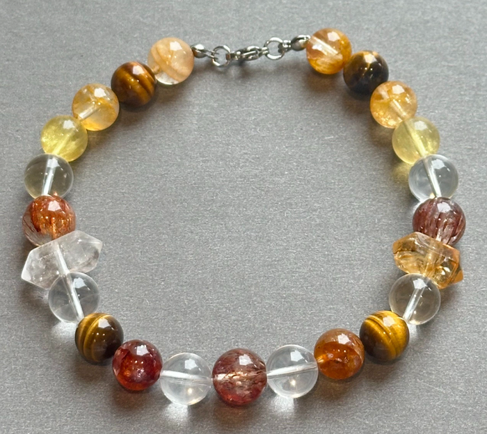 Golden Aura Guardian | Handmade Natural Crystal Bracelet
