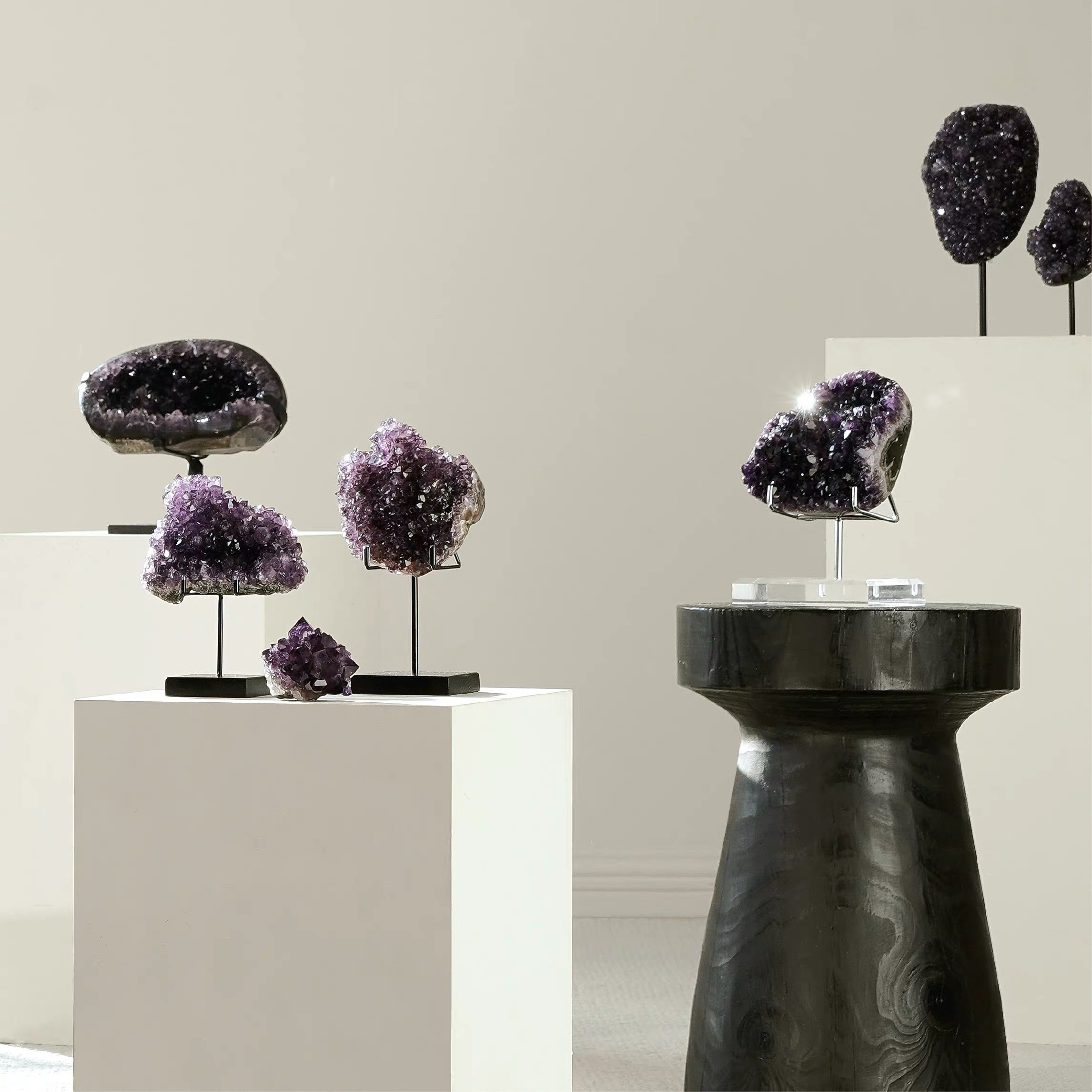 Collector Grade Natural Amethyst Cluster with Stand