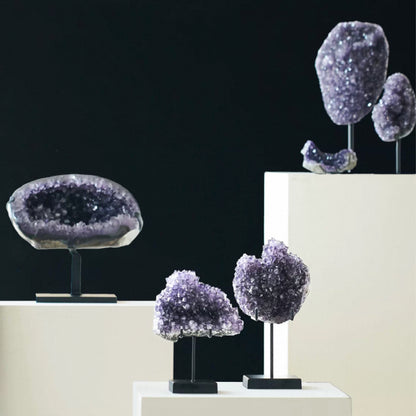 Collector Grade Natural Amethyst Cluster with Stand